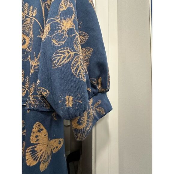 Umgee Stardust Gardens Dress Blue Yellow Print Size M 3/4 Sleeve Casual - Picture 4 of 6